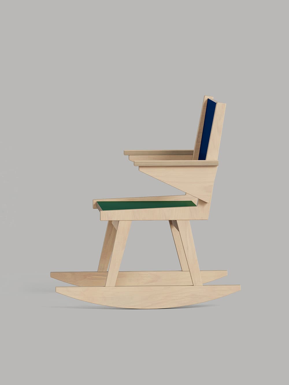 Groene stoffen schommelstoel